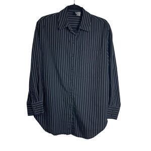 Divided Shirt Womens XS Black White Striped Button Up Long Sleeve Casual Top